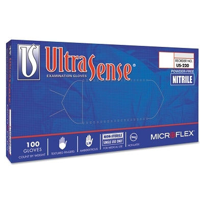 Ansell UltraSense® US-220 Nitrile Disposable Gloves, Finger -11 mm; Palm -8 mm, X-Large, Blue (748-US-220-XL)