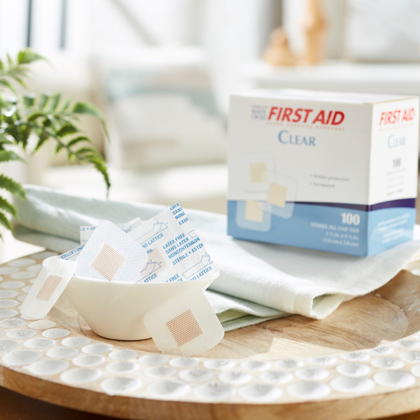 American® White Cross Adhesive Spot Bandage 1-1/2 X 1-1/2 Inch Plastic Square Sheer Sterile (869575_BX)