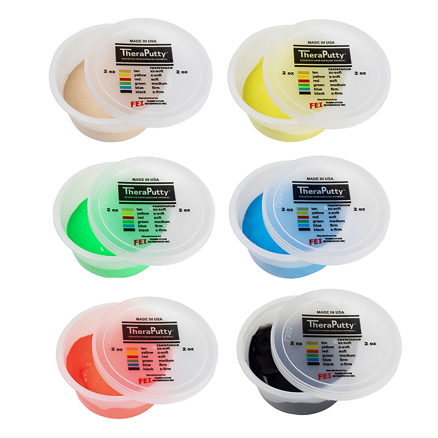 CanDo® TheraPutty® Therapy Putty Set 2X-Soft / X-Soft / Soft / Medium / Firm / X-Firm 6 X 2 oz. (969956_ST)