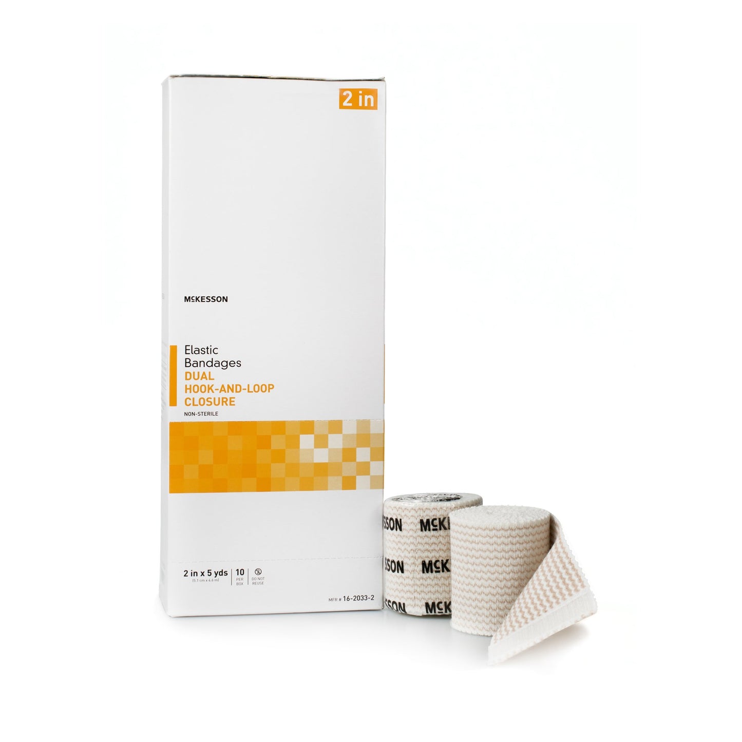 McKesson Elastic Bandage 2 Inch X 5 Yard Double Hook and Loop Closure Tan NonSterile Standard Compression (1086527_RL)