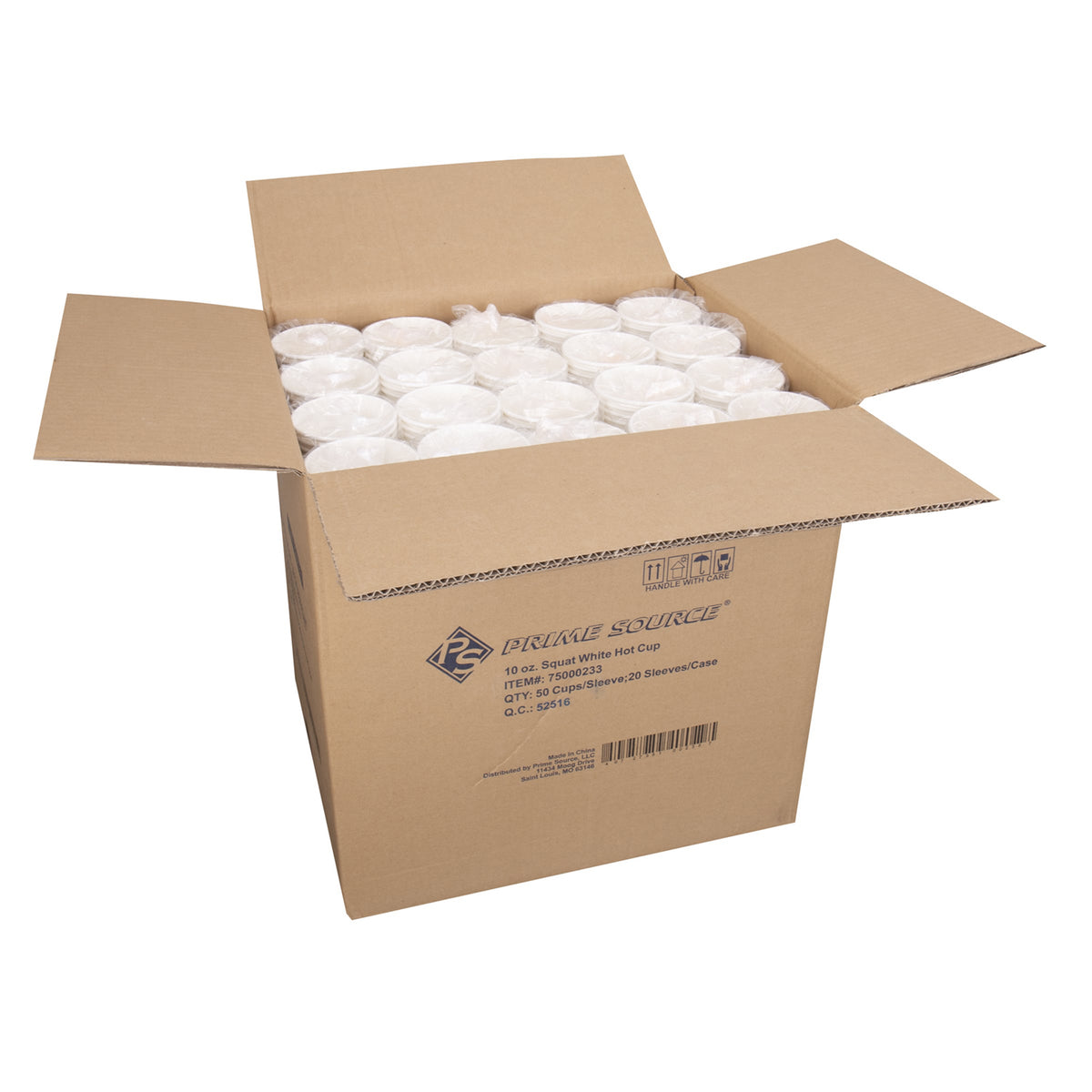 Prime Source® Paper Hot Squat Cup, White, 10 oz (75000233)