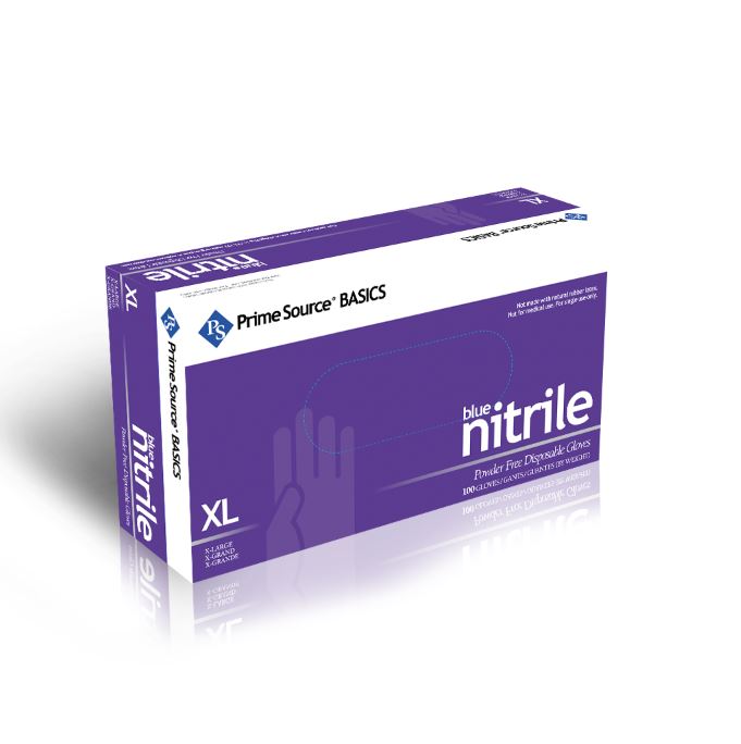 Prime Source® Basic Nitrile Powder Free Gloves, Blue, X-Large (75000765)