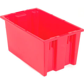 Global Industrial Plastic Stack & Nest Storage Container, No Lid, 18"L x 11"W x 6"H, Red (WB274311RD)