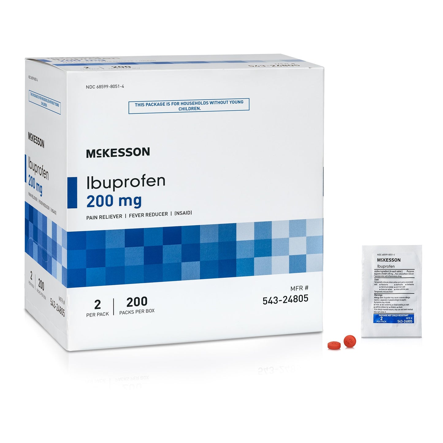 McKesson Pain Relief 200 mg Strength Ibuprofen Unit Dose Tablet 200 per Box (1111735_BX)