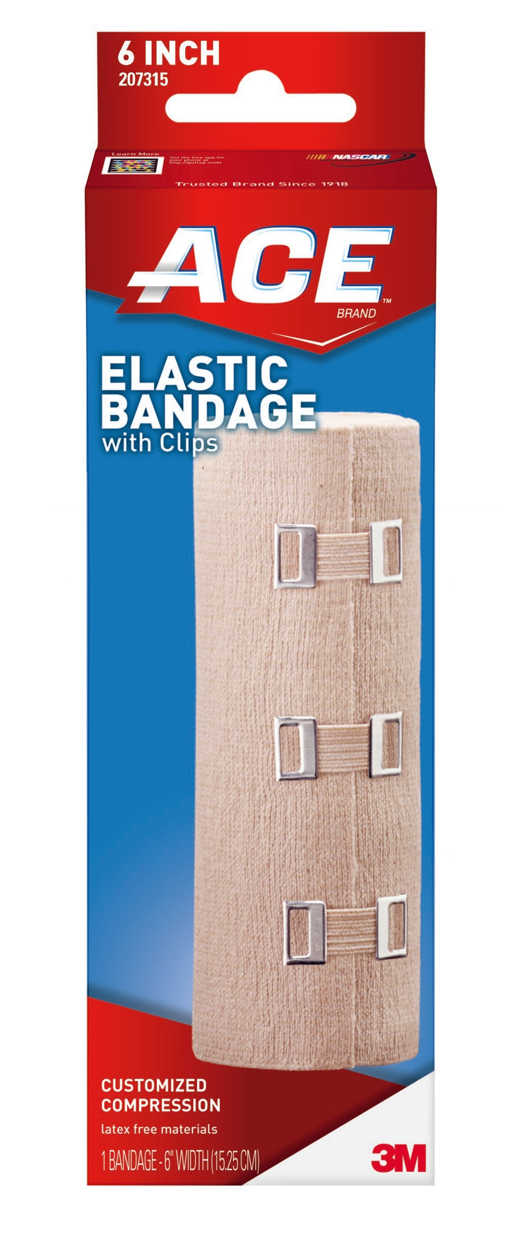 3M™ ACE™ Elastic Bandage 6 Inch X 5-1/3 Foot Clip Detached Closure Tan NonSterile Standard Compression (488157_EA)