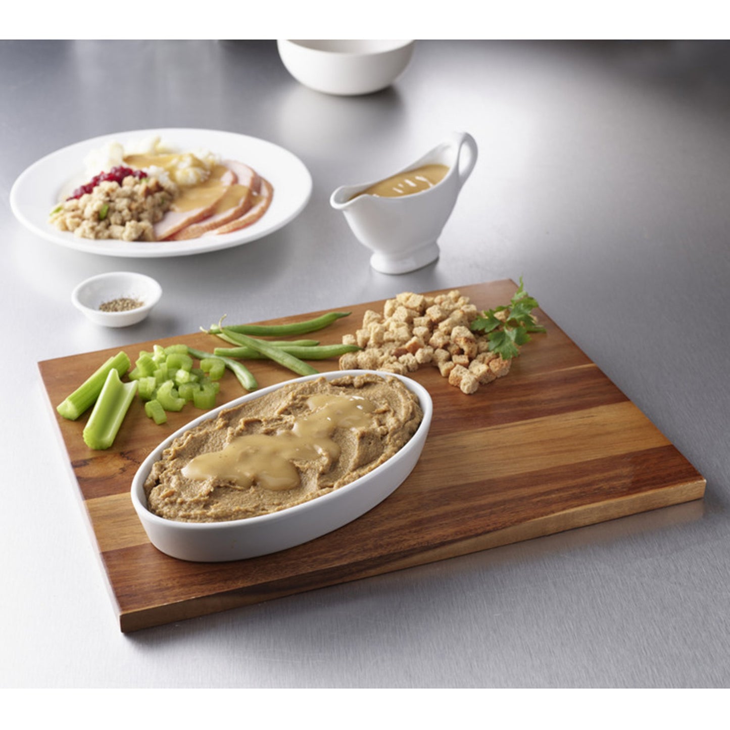 Thick & Easy® Purees Thickened Food 7 oz. Tray Turkey with Stuffing / Green Beans Flavor Puree IDDSI Level 2 Mildly Thick (797225_EA)
