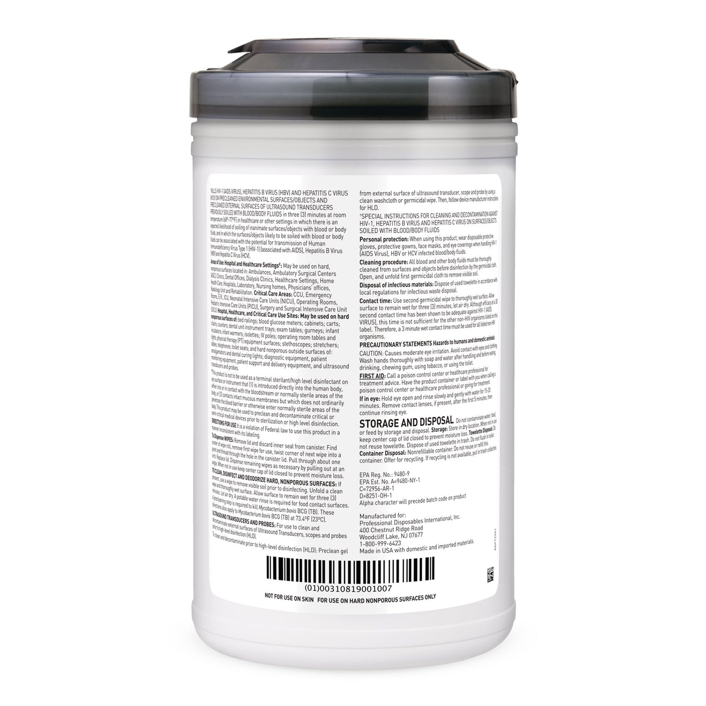 Sani-Cloth® AF3 Surface Disinfectant Cleaner Premoistened Germicidal Manual Pull Wipe 75 Count Canister Mild Scent NonSterile (1207553_CN)