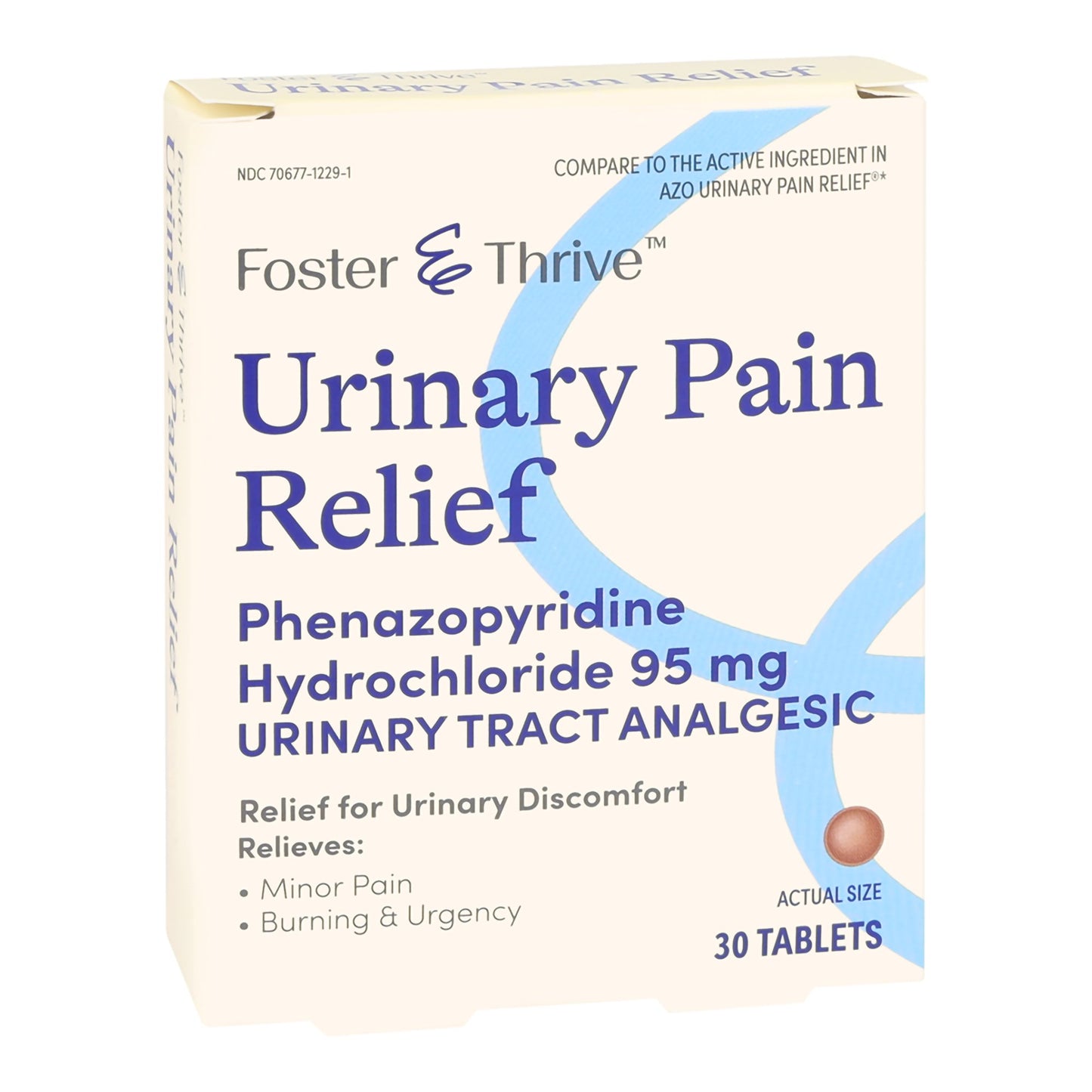 Foster & Thrive™ Urinary Pain Relief 95 mg Strength Phenazopyridine HCL Tablet 30 per Box (1244997_BX)
