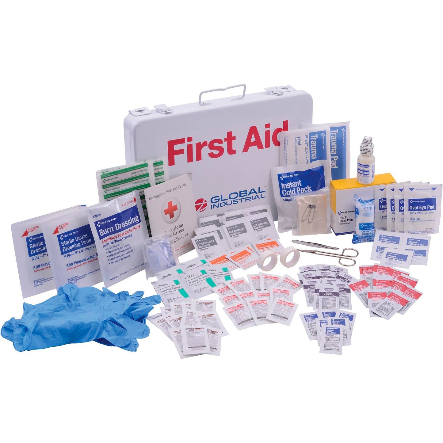 Global Industrial First Aid Kit, 50 Person, ANSI Compliant, Metal Gasketed Case (WB761290A)