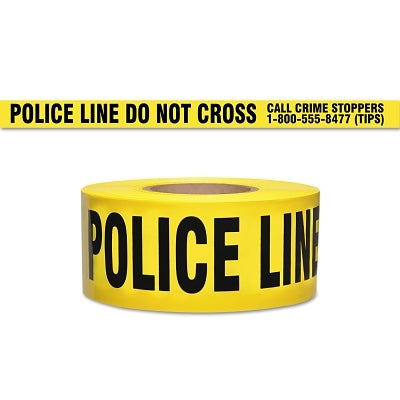 Presco Barricade Tape, 3 in x 1000 ft, 2.5 mil, Yellow, POLICE LINE DO NOT CROSS (764-B31022Y11)