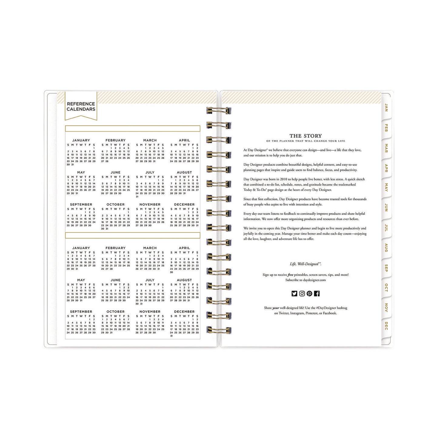 Blue Sky® Day Designer Navy Stripe Daily/Monthly Planner, Horizontal Stripe Artwork, 8 x 5, Navy/White Cover, 12-Month (Jan-Dec): 2026 (BLS103623)