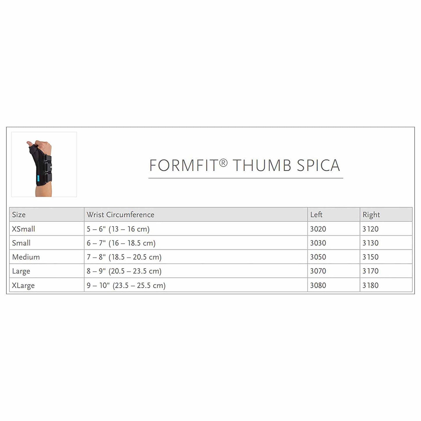 Ossur® Formfit® Thumb Spica Large D-Ring / Hook and Loop Strap Closure Right Hand Black (341422_EA)