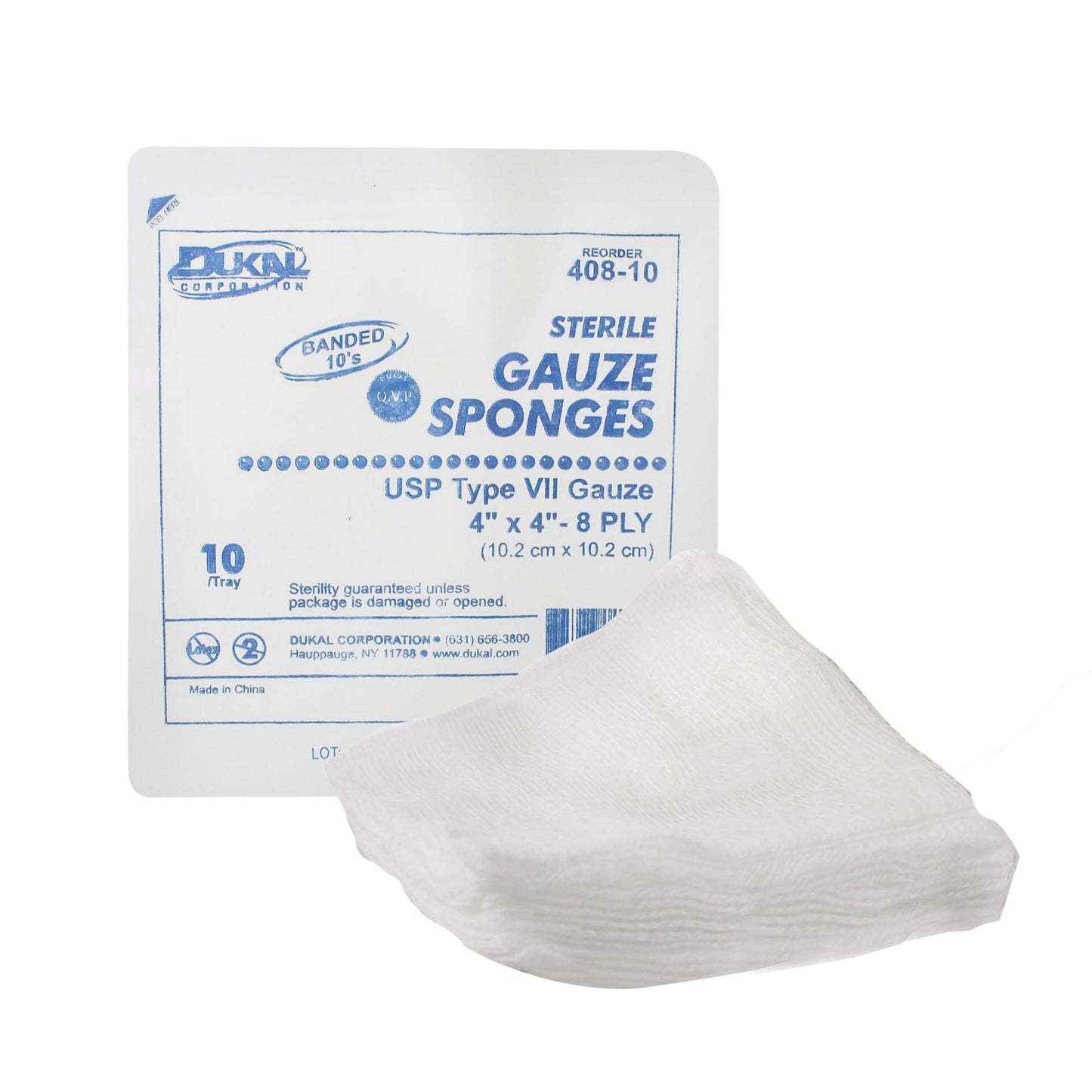 Dukal™ Gauze Sponge 4 X 4 Inch 8-Ply Sterile 10 per Tray (768876_CS)