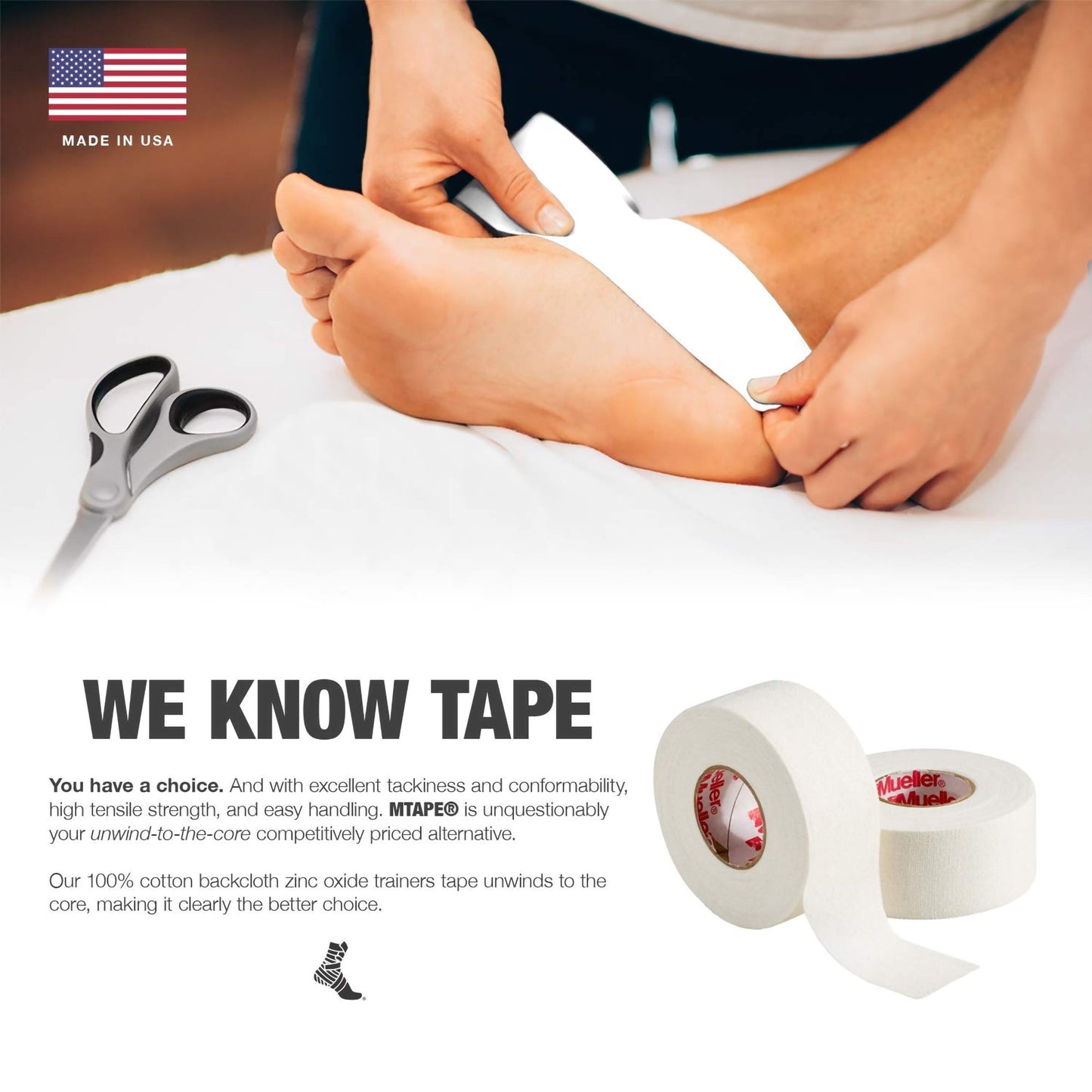 Mueller® Mtape Athletic Tape White 1-1/2 Inch X 15 Yard Cotton / Zinc Oxide NonSterile (351717_RL)