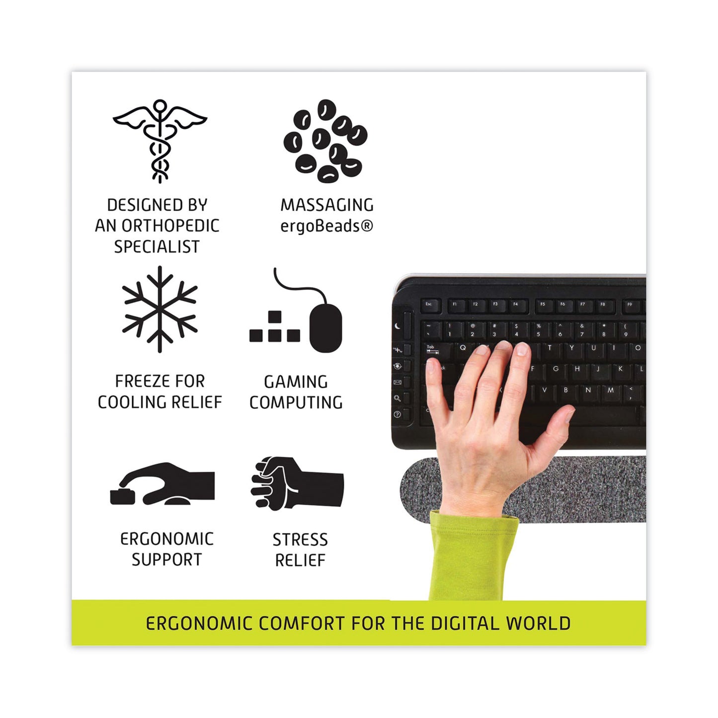 IMAK® Ergo Keyboard Wrist Cushion, 10 x 6, Gray (IMAA10161)