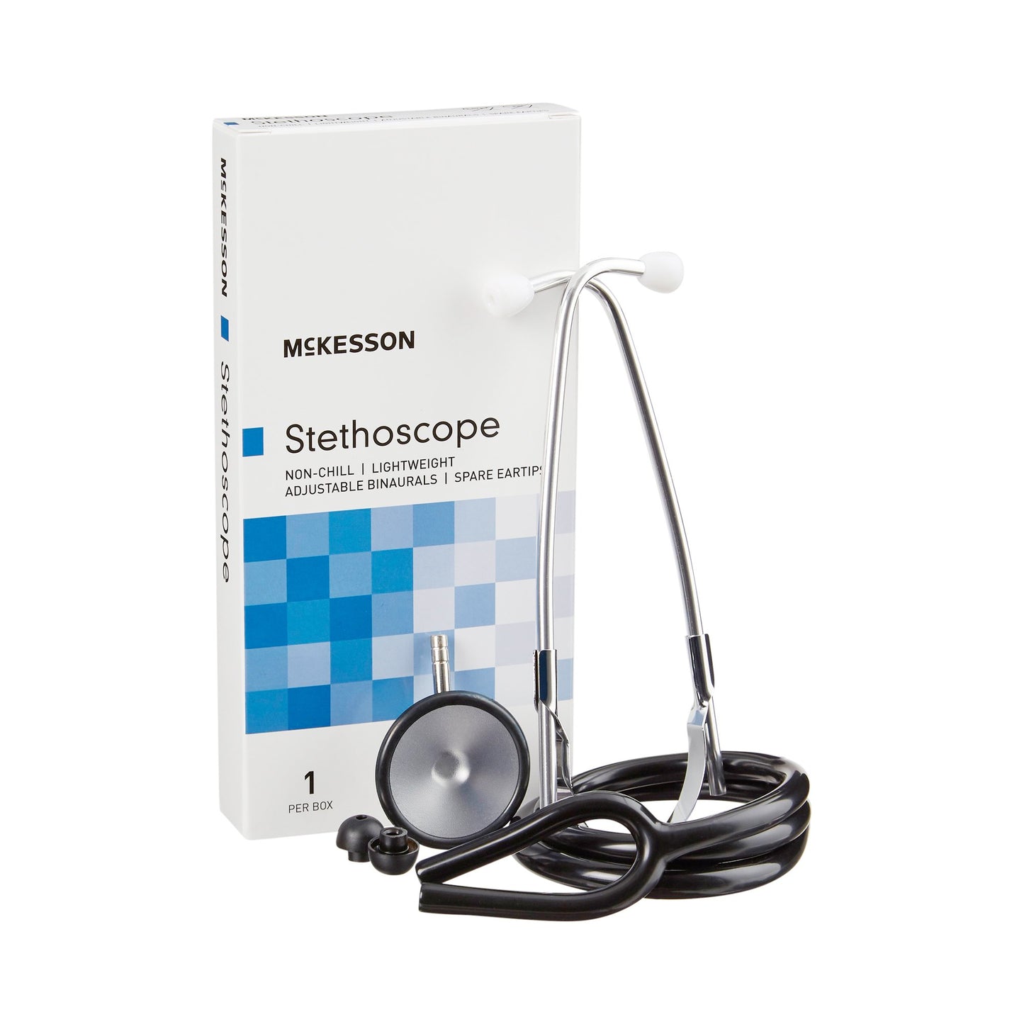 McKesson General Exam Stethoscope Black 1-Tube 21 Inch Tube Single Sided Chestpiece (363736_EA)