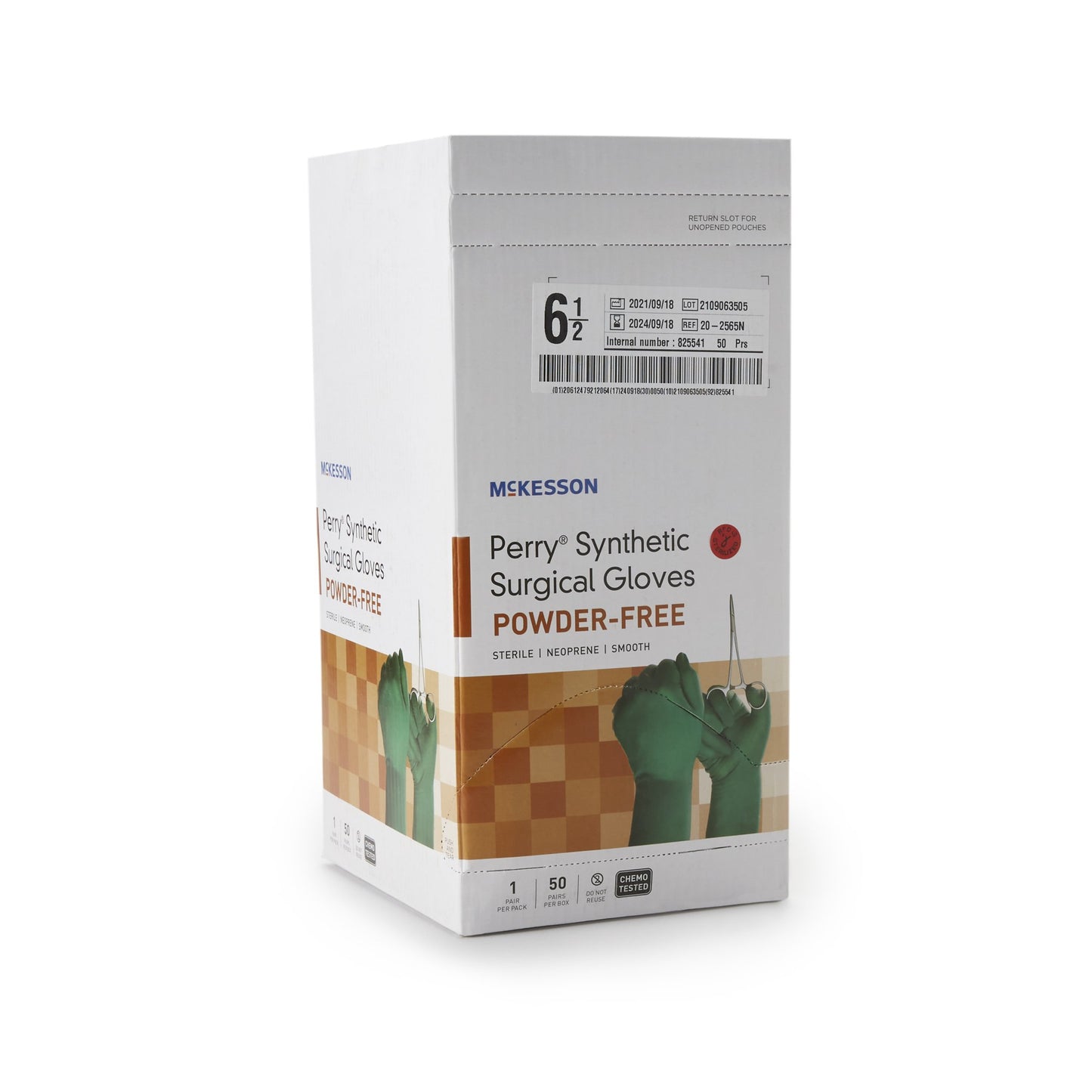 McKesson Perry® Performance Plus Surgical Glove Size 6.5 Sterile Polychloroprene Standard Cuff Length Smooth Dark Green Chemo Tested (1044737_PR)