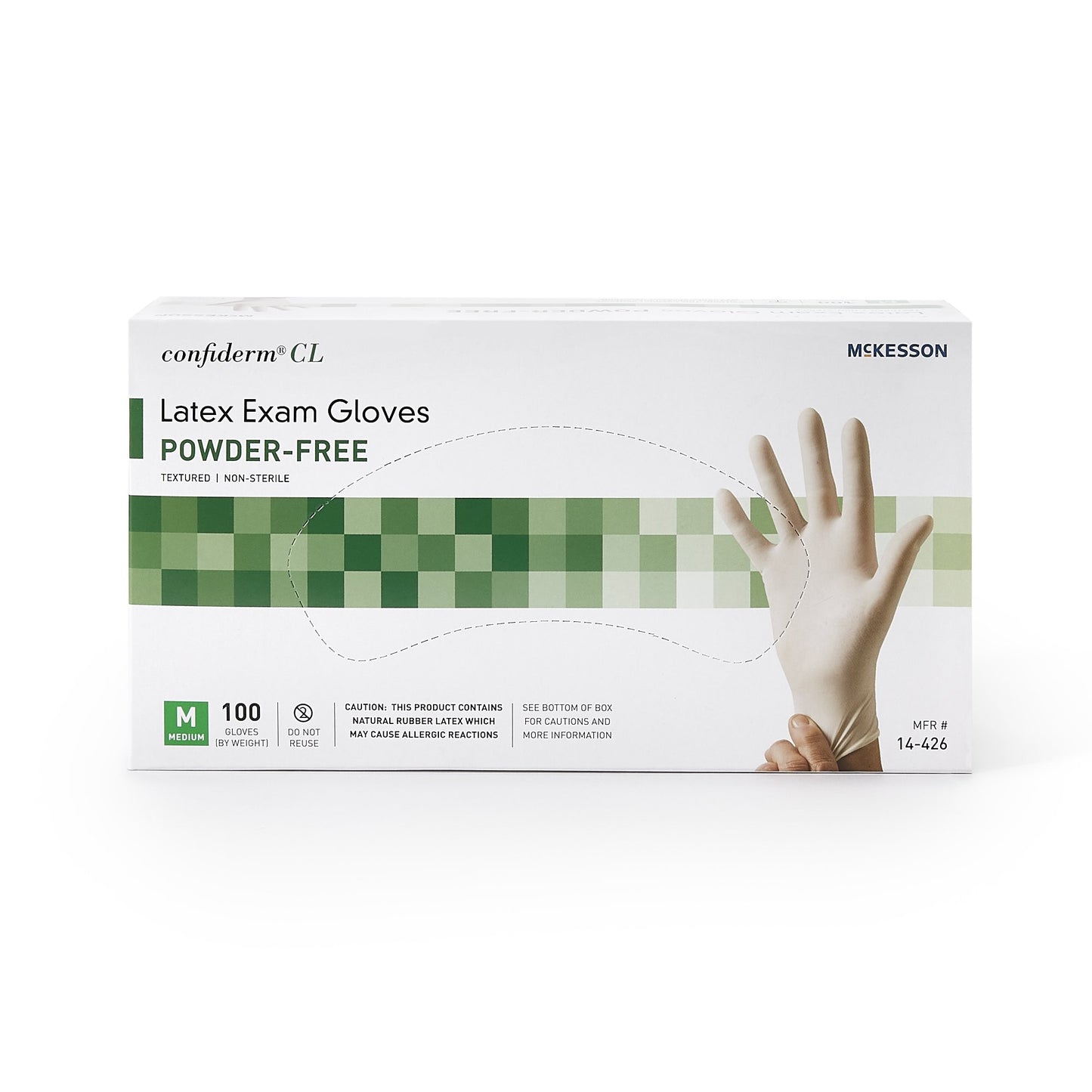 McKesson Confiderm® Exam Glove Medium NonSterile Latex Standard Cuff Length Textured Fingertips Ivory Not Rated (921593_CS)