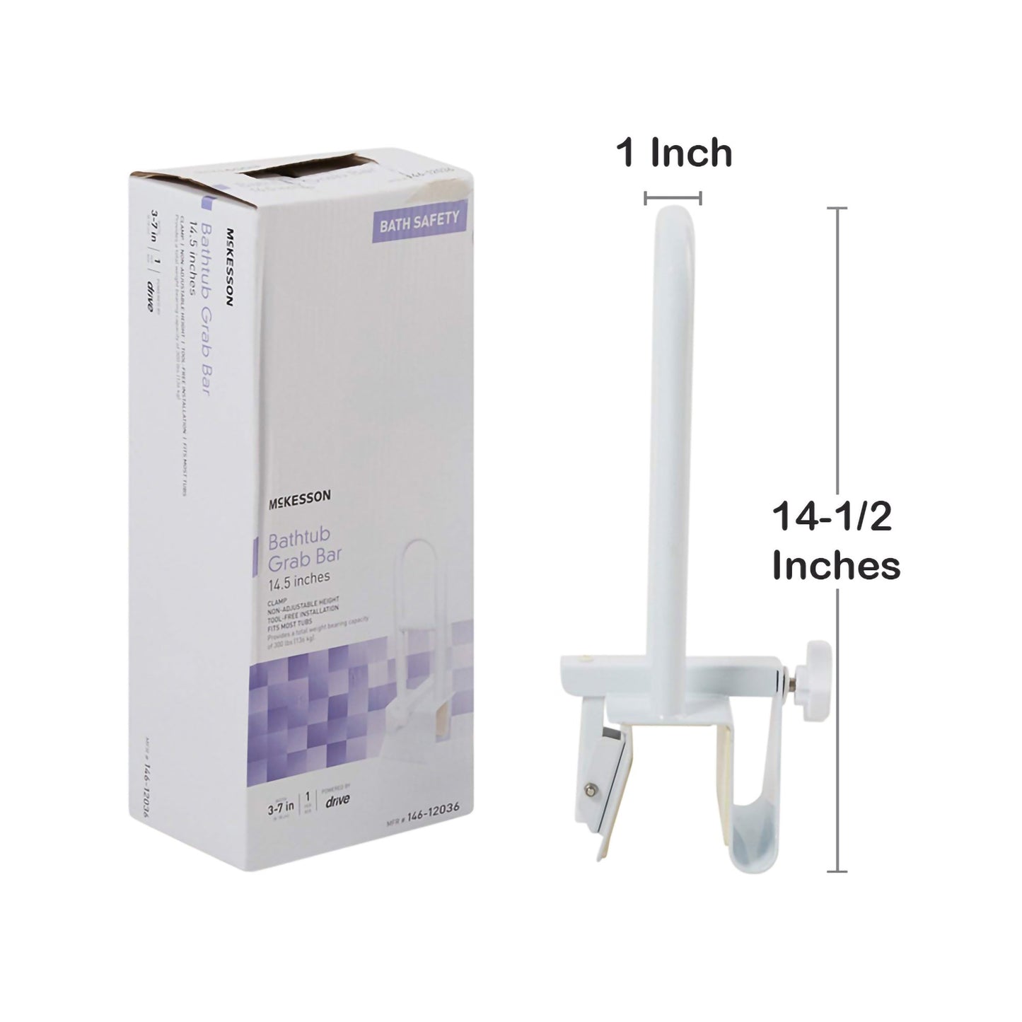 McKesson Bathtub Grab Bar White Steel (1065239_EA)