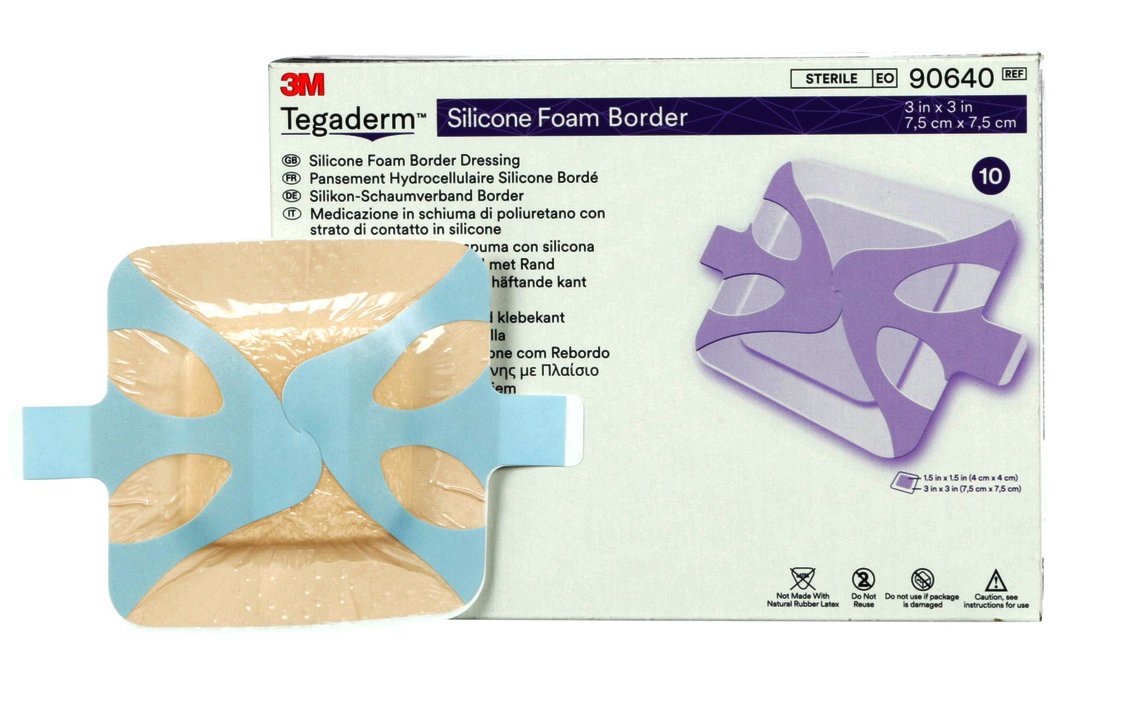 3M™ Tegaderm™ Foam Dressing 3 X 3 Inch With Border Film Backing Silicone Adhesive Square Sterile (842344_CS)