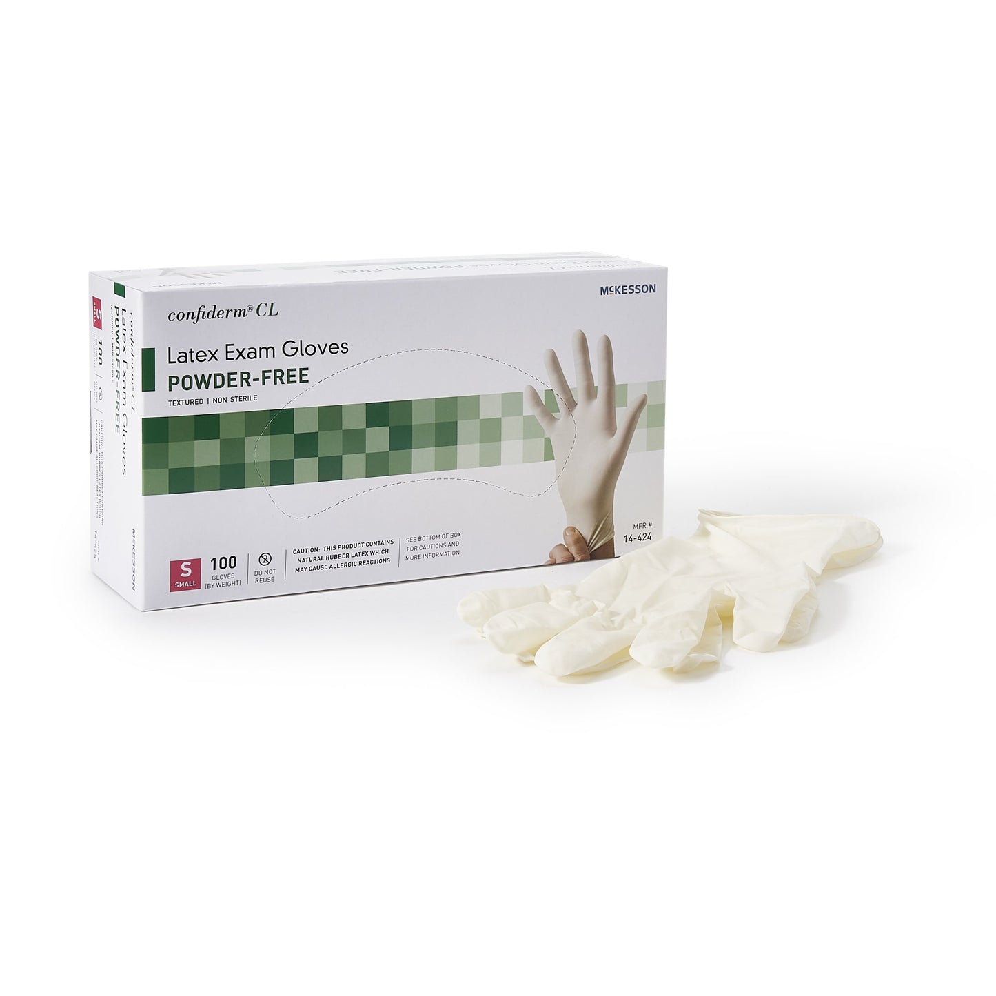 McKesson Confiderm® Exam Glove Small NonSterile Latex Standard Cuff Length Textured Fingertips Ivory Not Rated (921592_CS)