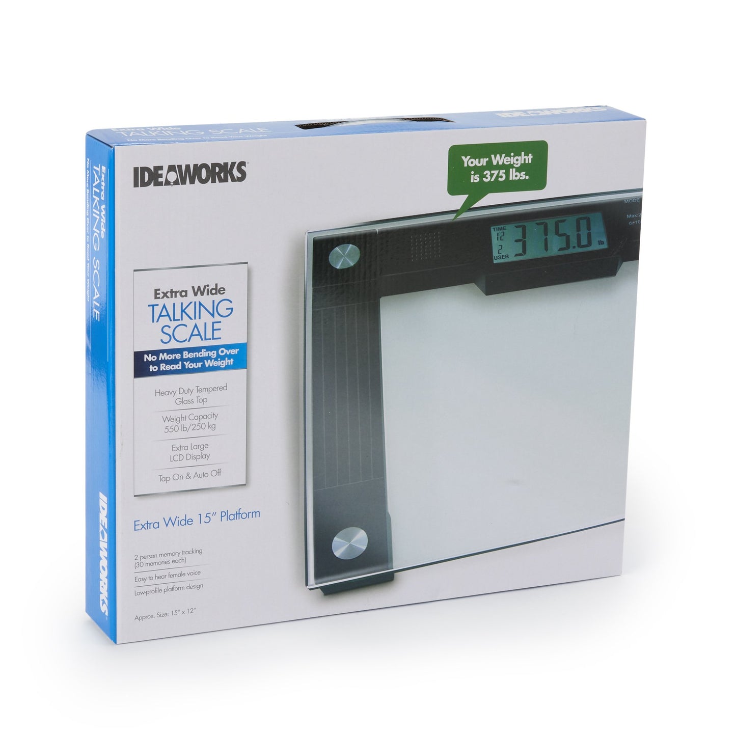Ideaworks® Floor Scale Digital Display 550 lbs. / 250 kg Capacity Black / Glass AC Power (848530_EA)