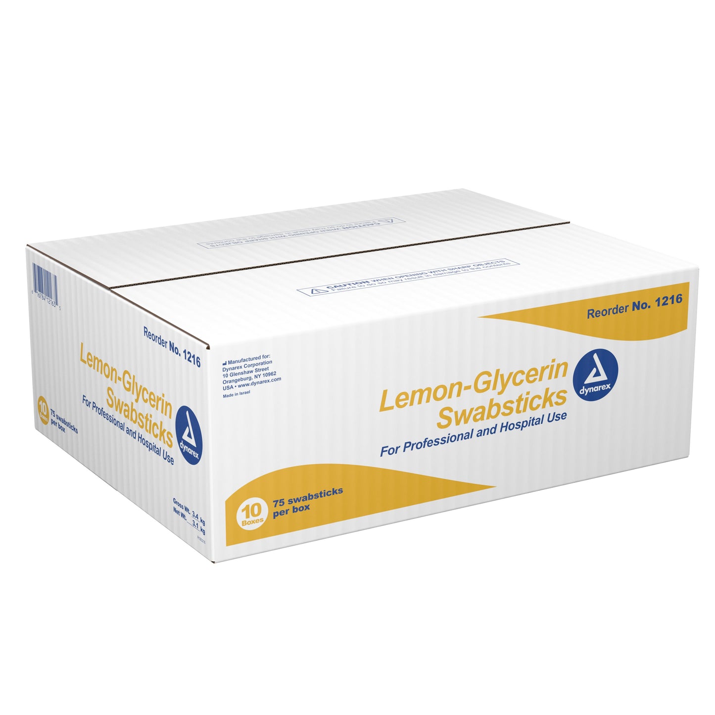 Dynarex® Lemon Glycerin Swabstick Foam Tip 3 per Pack (530231_PK)