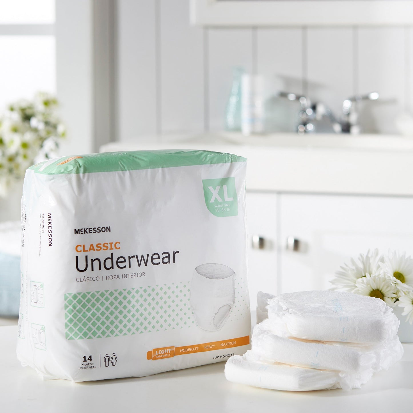 McKesson Classic Unisex Adult Absorbent Underwear Pull On with Tear Away Seams X-Large Disposable Light Absorbency (884178_BG)