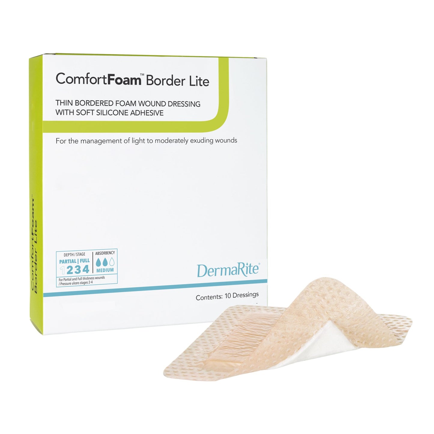ComfortFoam™ Border Lite Thin Foam Dressing 2 X 2 Inch With Border Waterproof Backing Silicone Adhesive Square Sterile (1003184_BX)