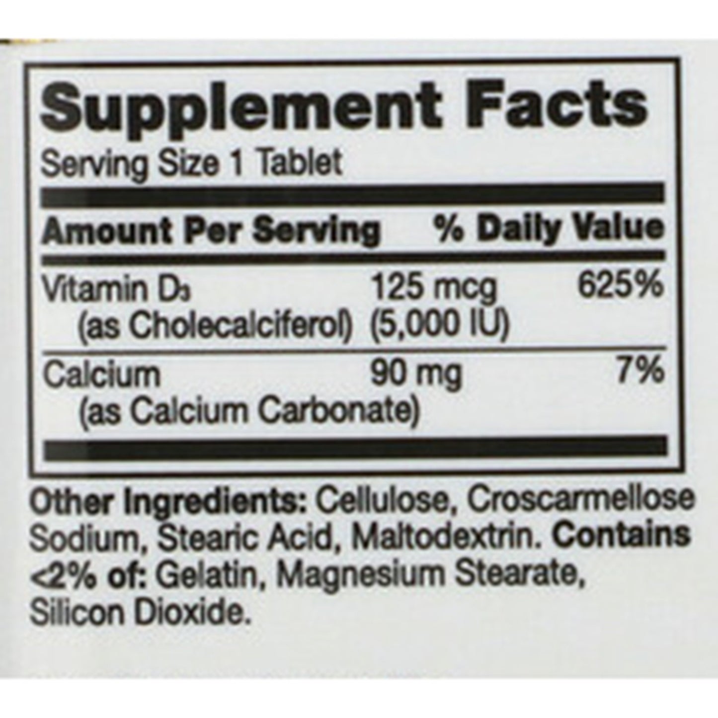 21st Century® Vitamin Supplement Vitamin D / Calcium 5,000 IU Strength Tablet 110 per Bottle (853068_BT)