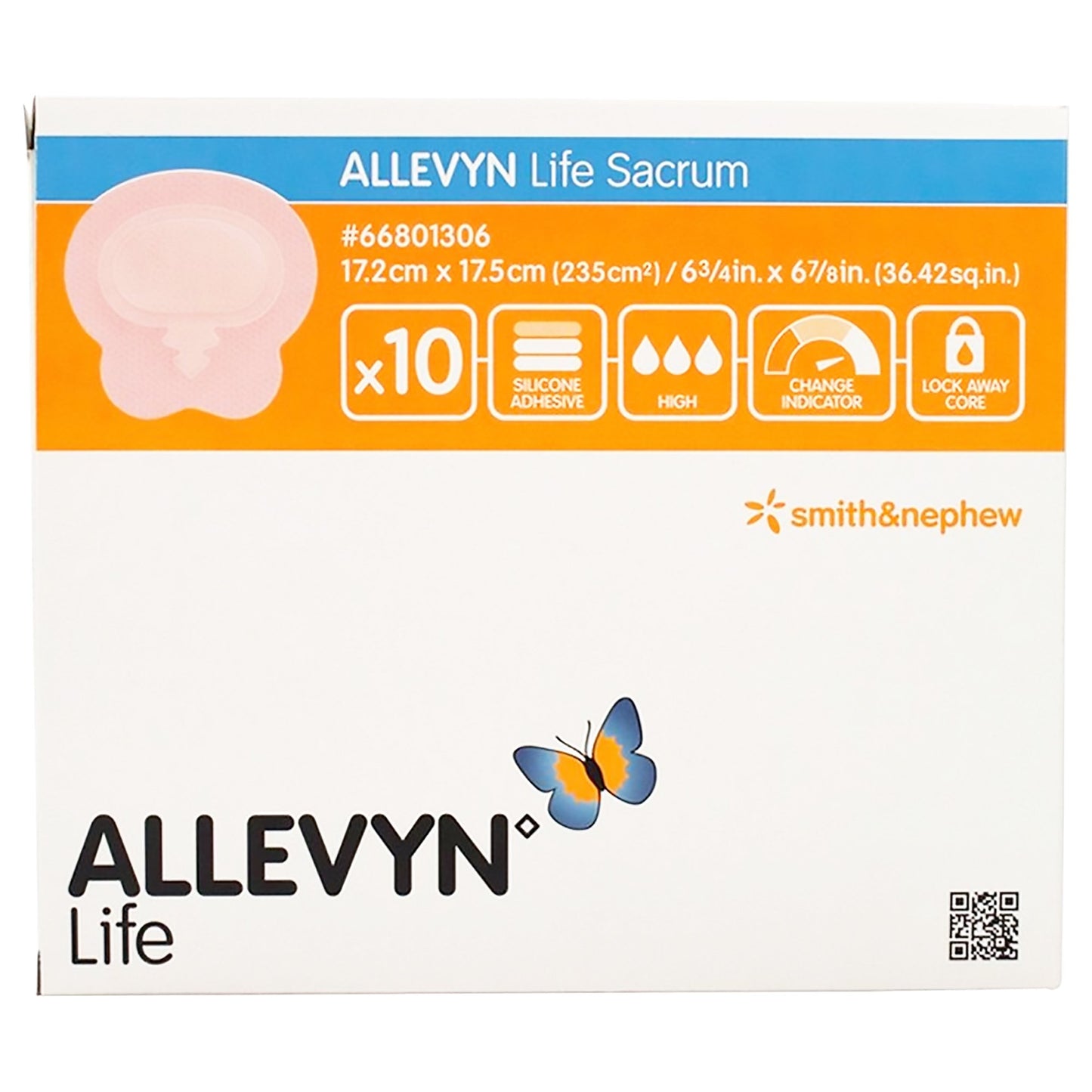 Allevyn Life Foam Dressing 6-3/4 X 6-7/8 Inch With Border Film Backing Silicone Gel Adhesive Sacral Sterile (839950_BX)