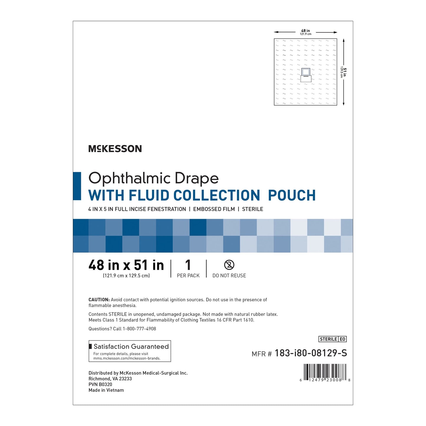 McKesson EENT Drape Surgical Ophthalmic Drape 48 W X 51 L Inch Sterile (1101301_PK)