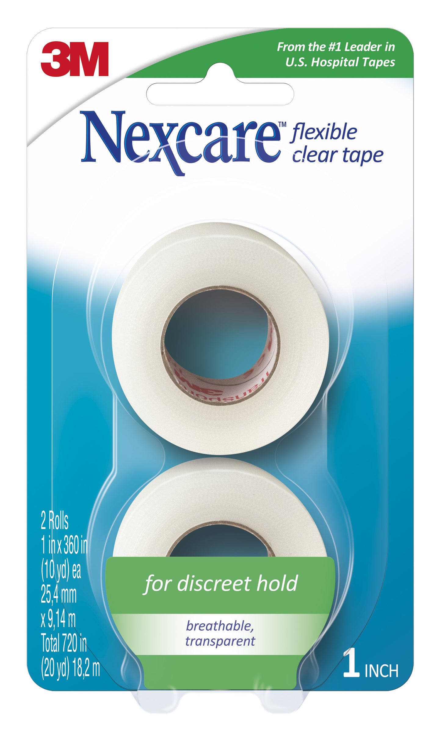 Nexcare™ Flexible Water Resistant Medical Tape Clear 1 Inch X 10 Yard Stretchy Fabric NonSterile (1084001_PK)