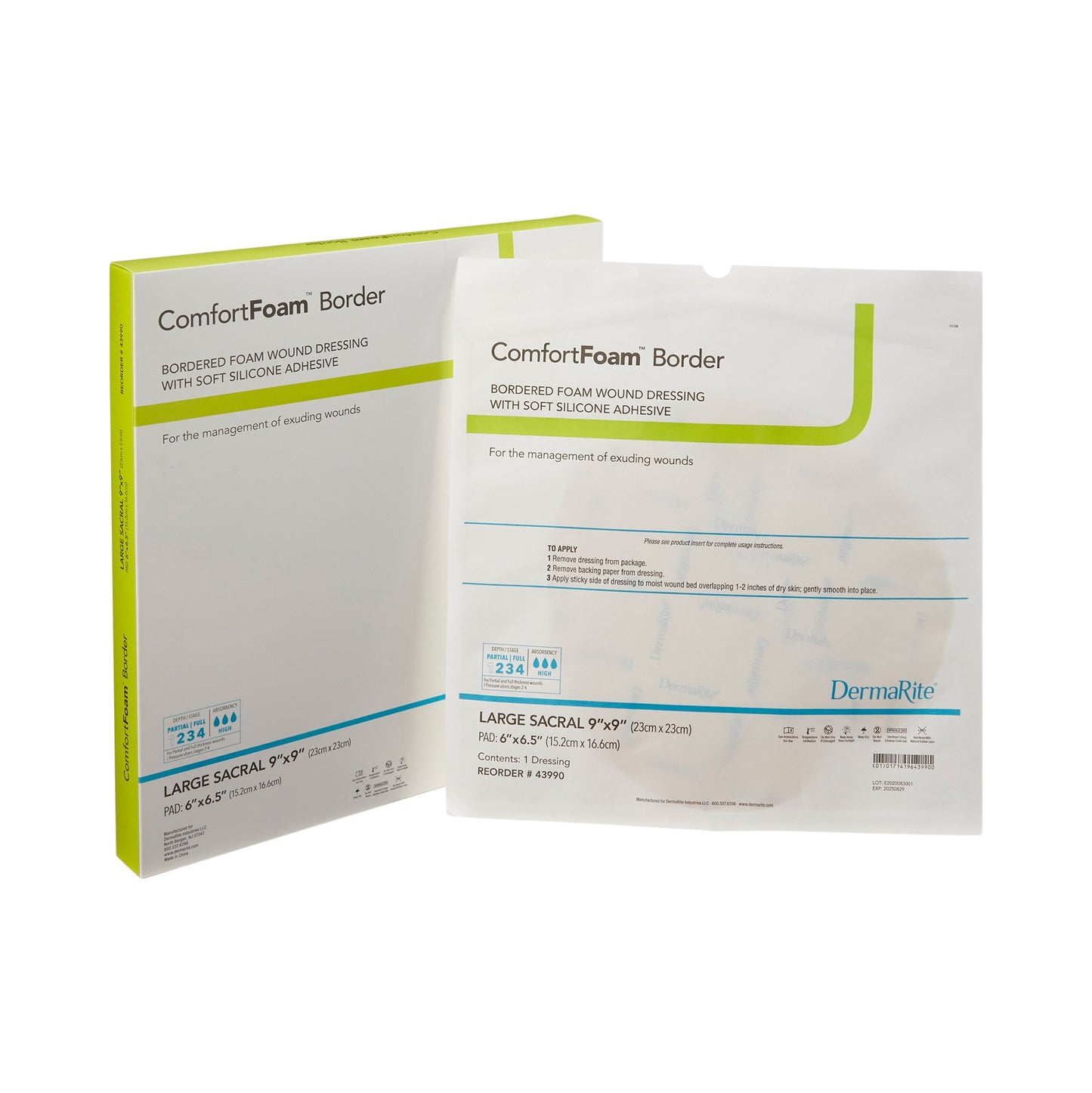 ComfortFoam™ Border Foam Dressing 9 X 9 Inch With Border Waterproof Backing Silicone Adhesive Sacral Sterile (946565_EA)