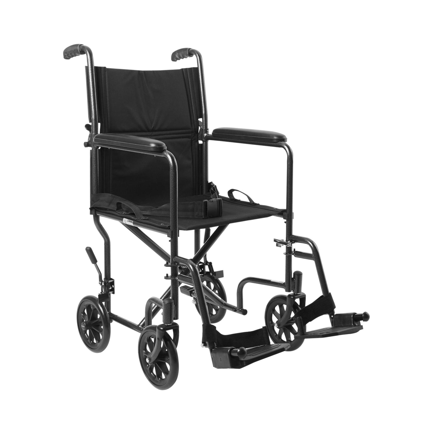 McKesson Transport Chair 19 Inch Seat Width Full Length Arm Swing-Away Footrest Steel Frame with Silver Vein Finish (1065255_EA)