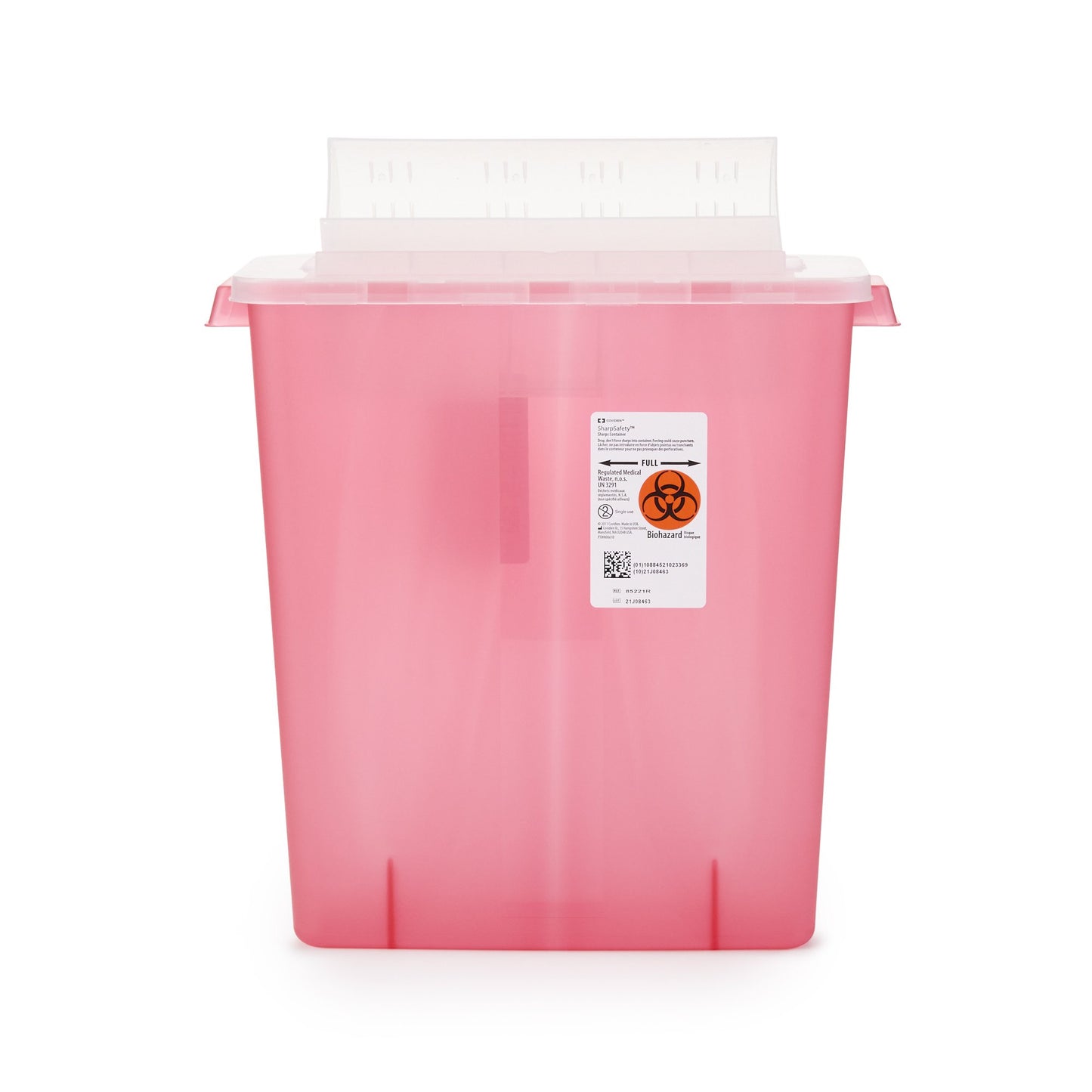 In-Room™ Sharps Container Translucent Red Base 16-1/4 H X 13-3/4 W X 6 D Inch Horizontal Entry 3 Gallon (206348_EA)