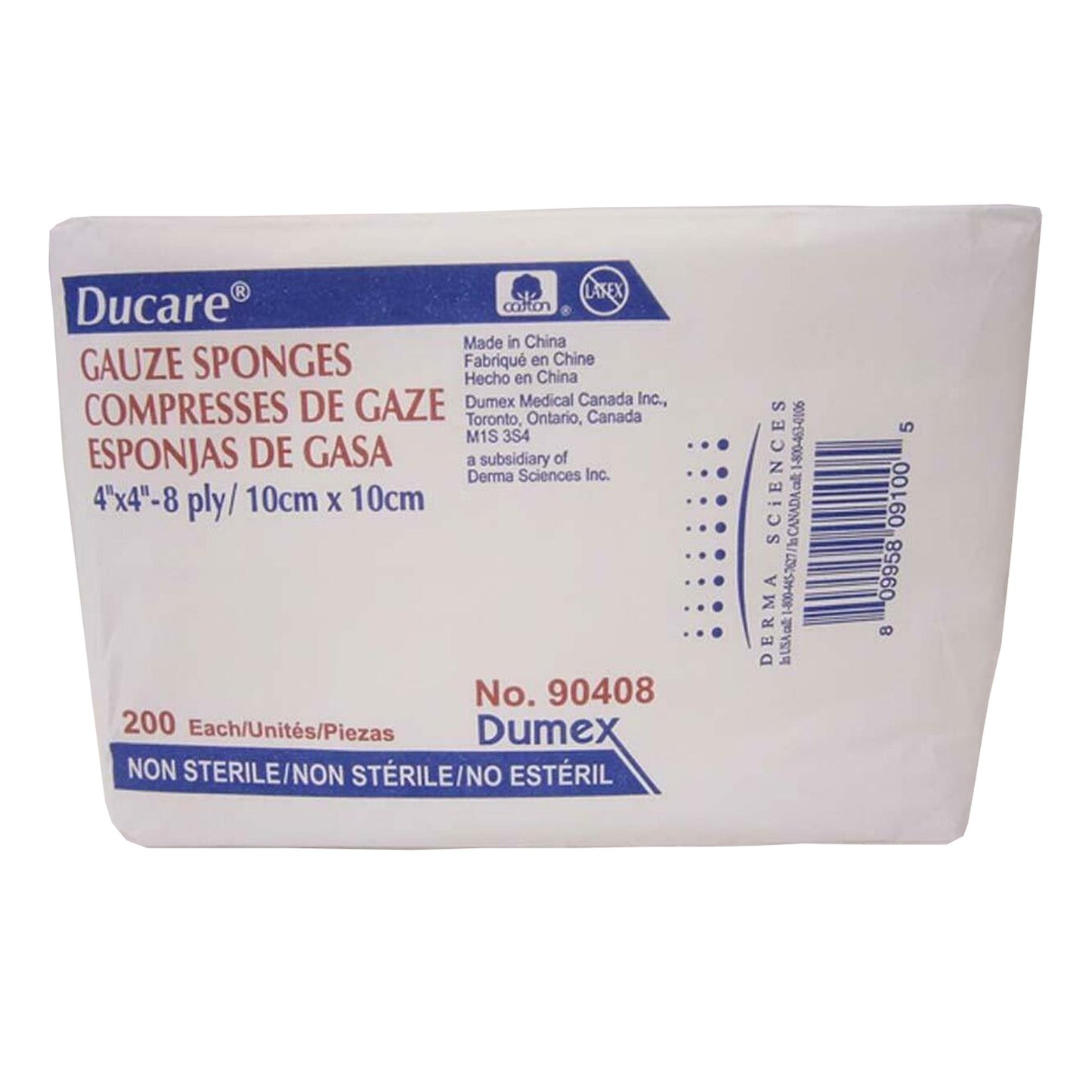 Ducare Gauze Sponge 4 X 4 Inch 8-Ply NonSterile 200 per Pack (645797_PK)