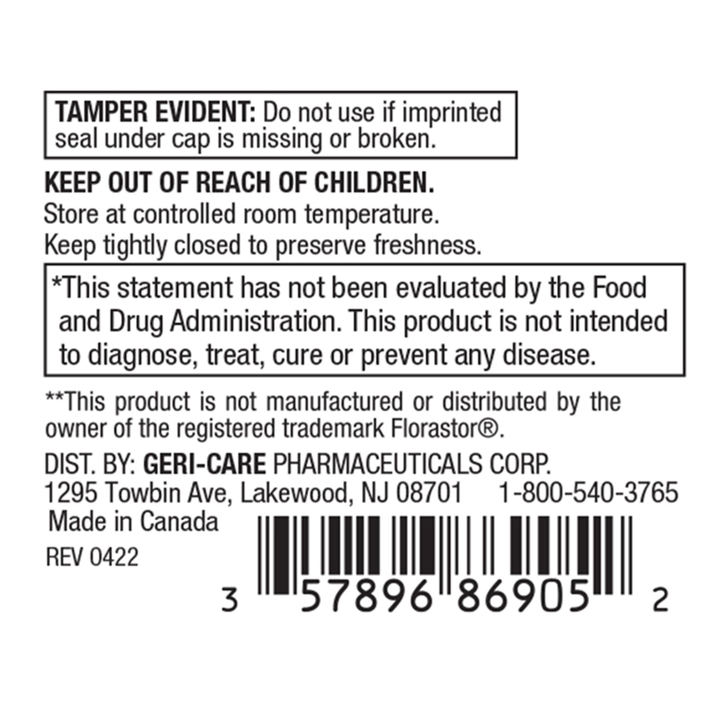 Geri-Care® Probiotic Dietary Supplement 50 per Bottle Capsule (824660_BT)