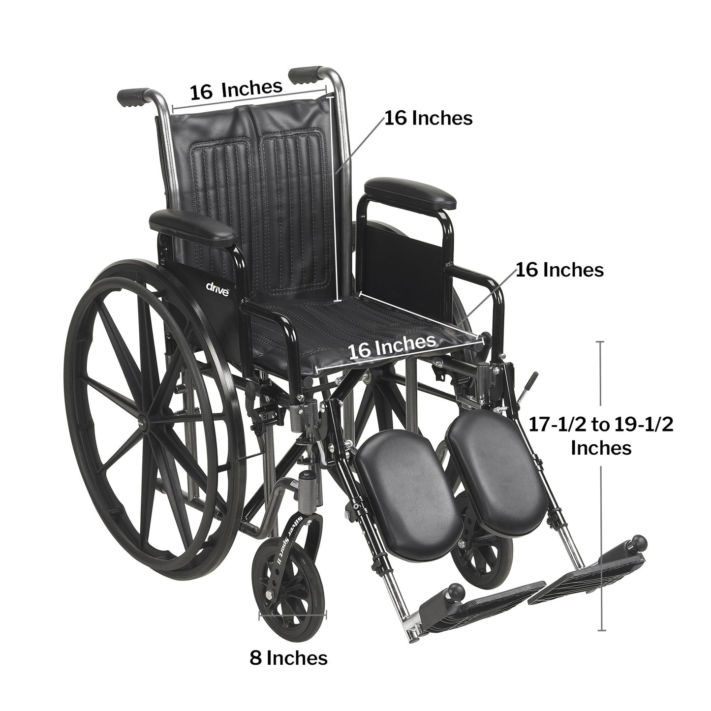 McKesson Wheelchair Dual Axle Desk Length Arm Swing-Away Footrest Black Upholstery 16 Inch Seat Width Adult 250 lbs. Weight Capacity (1065272_EA)
