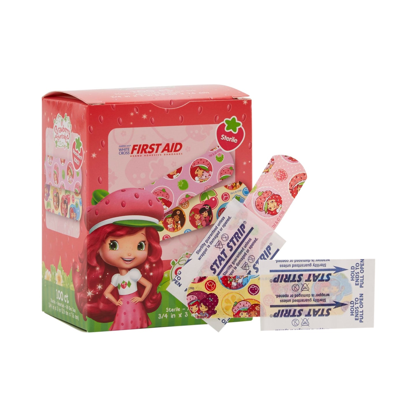 American® White Cross Stat Strip® Adhesive Strip 3/4 X 3 Inch Plastic Rectangle Kid Design (Strawberry Shortcake) Sterile (980580_BX)