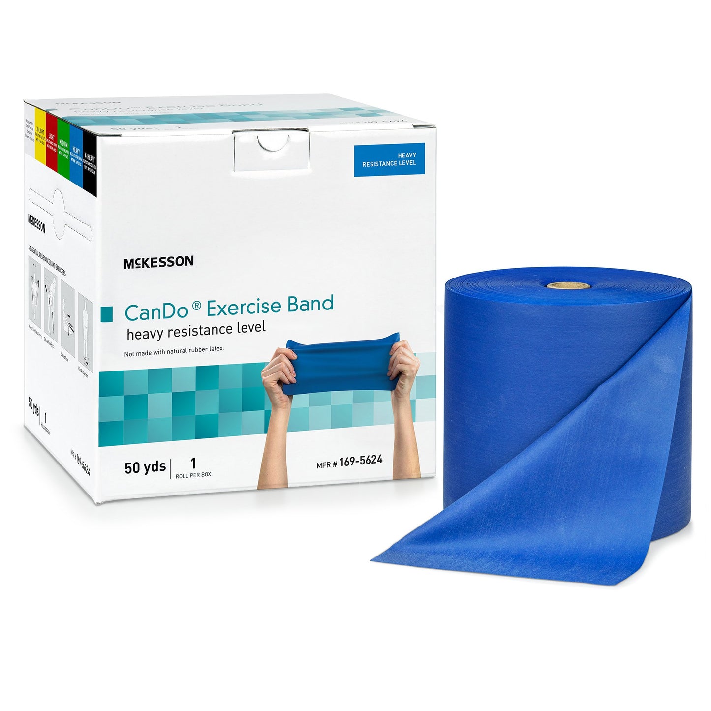 McKesson CanDo® Exercise Resistance Band Blue 5 Inch X 50 Yard Heavy Resistance (1199539_EA)