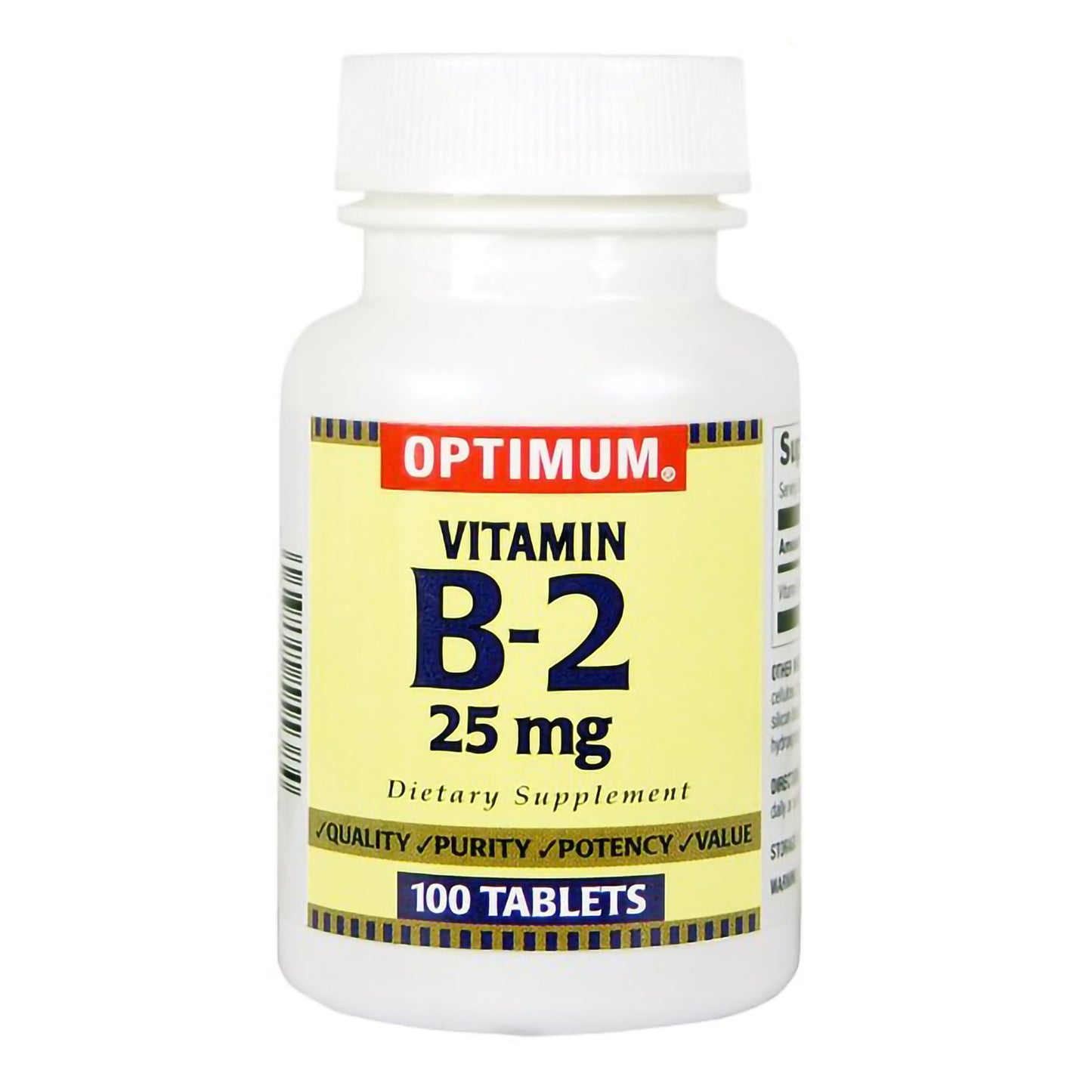Optimum® Vitamin Supplement Vitamin B2 25 mg Strength Tablet 100 per Bottle (805769_BT)
