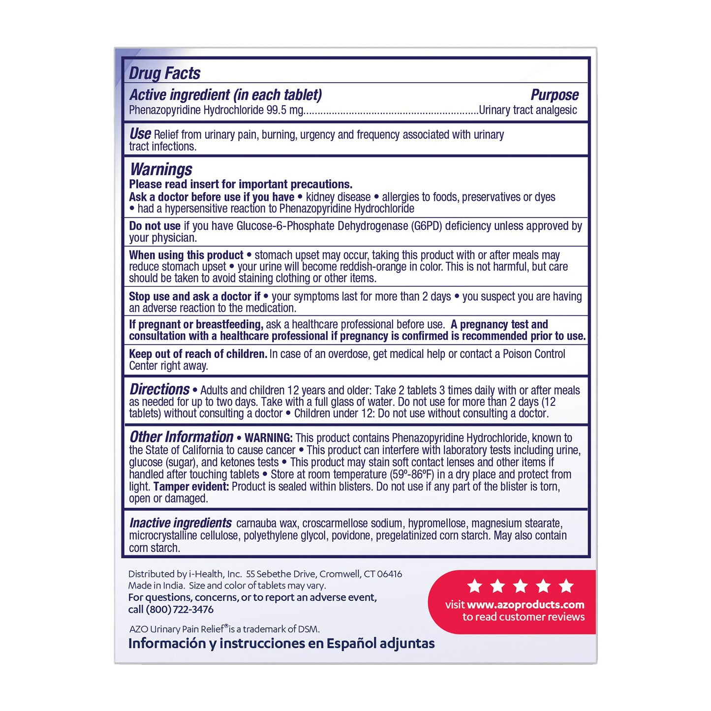 AZO® Maximum Strength Urinary Pain Relief 99.5 mg Strength Phenazopyridine Hydrochloride Tablet 12 per Box (1268925_BX)