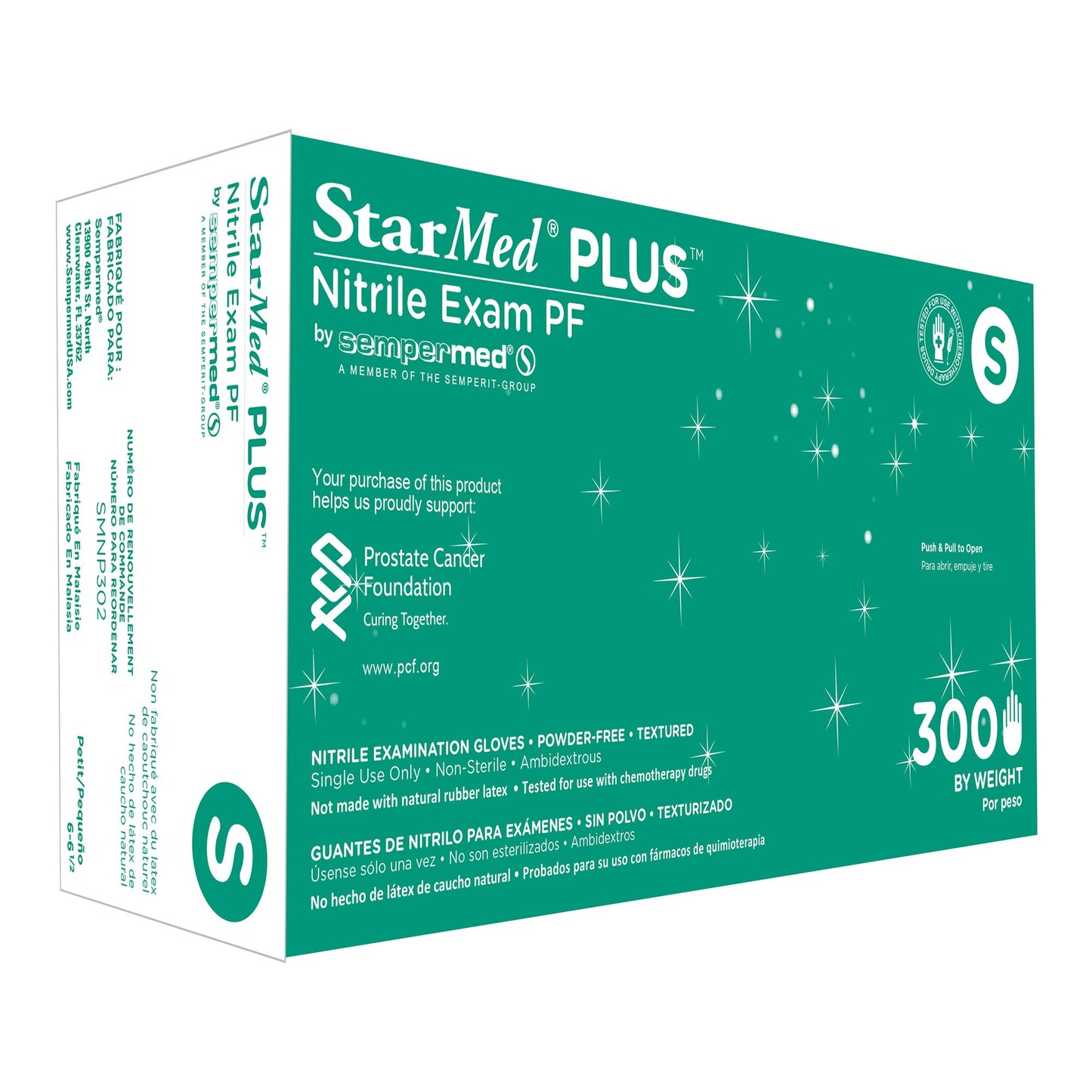 StarMed® Plus™ Exam Glove Small NonSterile Nitrile Standard Cuff Length Textured Fingertips Blue Chemo Tested / Fentanyl Tested (960644_BX)