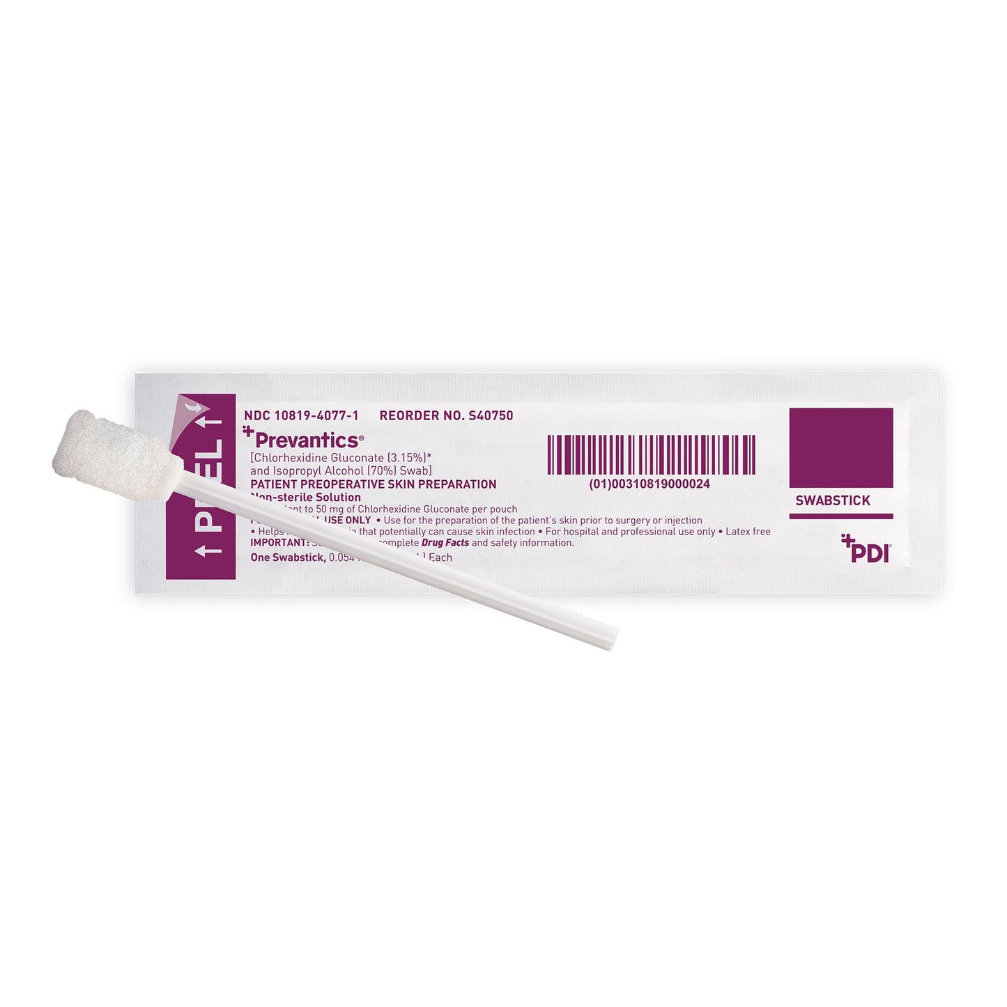 Prevantics® Impregnated Swabstick 3.15% / 70% Strength CHG (Chlorhexidine Gluconate) / Isopropyl Alcohol Individual Packet NonSterile (532825_BX)