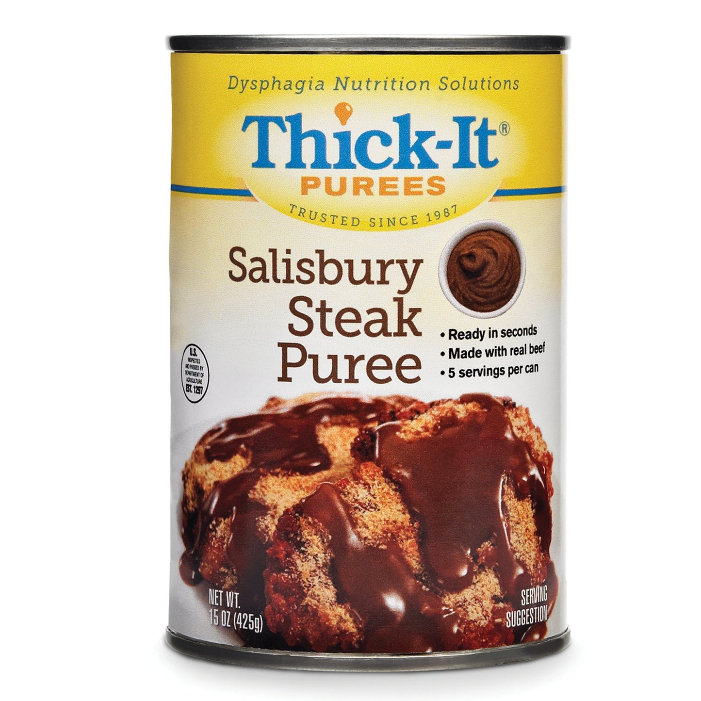 Thick-It® Thickened Food 15 oz. Can Salisbury Steak Flavor Puree IDDSI Level 4 Extremely Thick/Pureed (763374_EA)