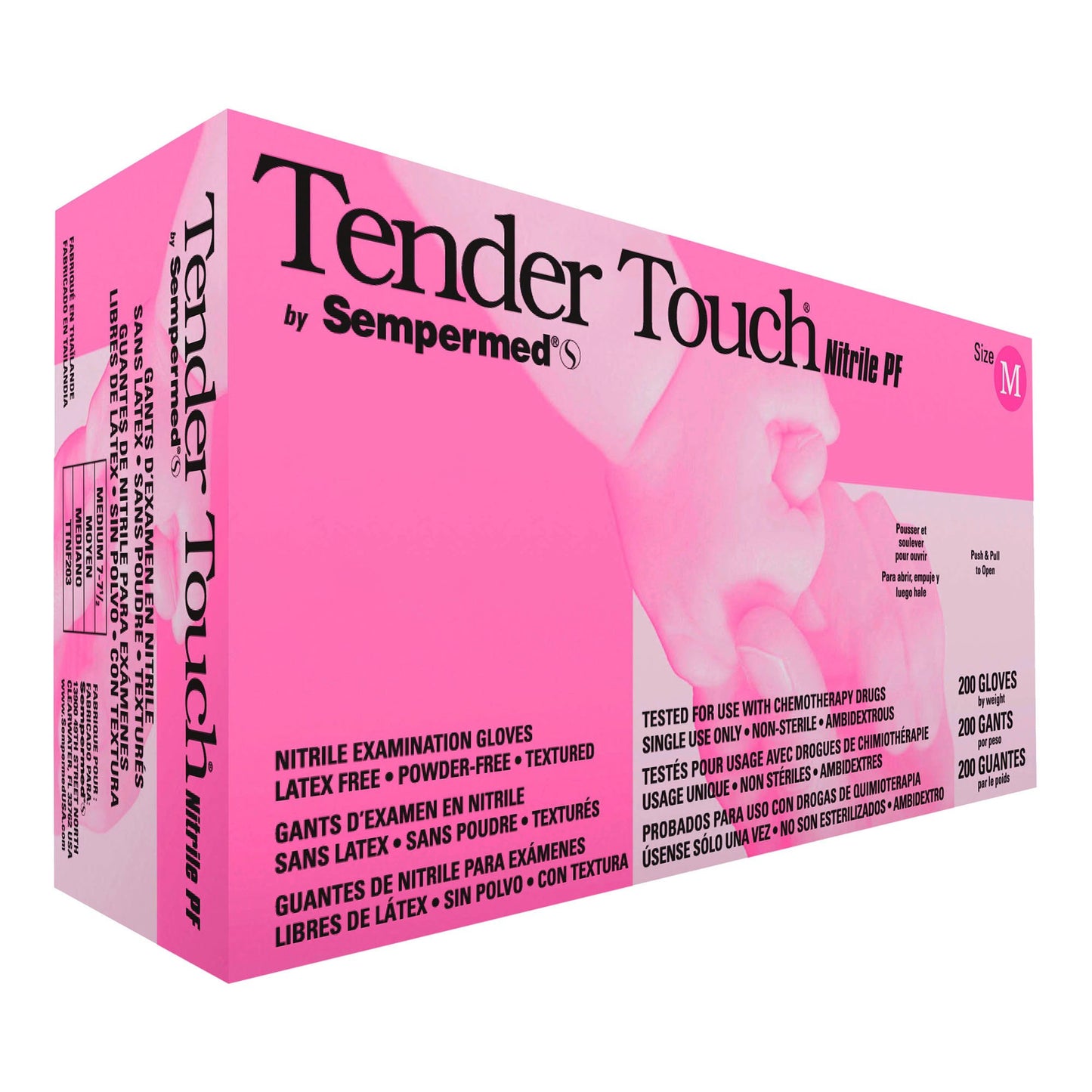 Tender Touch® 200 Exam Glove Medium NonSterile Nitrile Standard Cuff Length Textured Fingertips Lavender Chemo Tested / Fentanyl Tested (714133_CS)