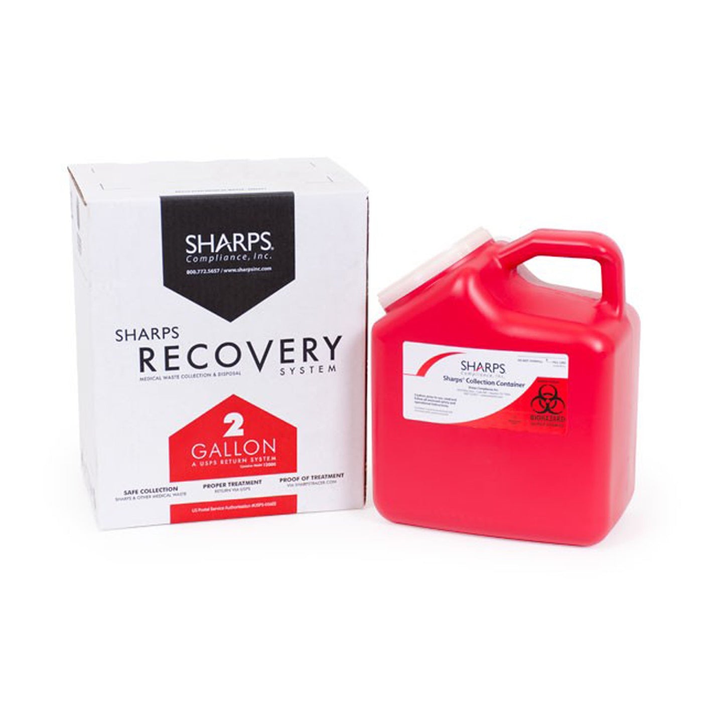 The Sharps Disposal By Mail System® PRO-TEC® Mailback Sharps Container Red Base 11 H X 6 W X 9 L Inch Vertical Entry 2 Gallon (566478_EA)