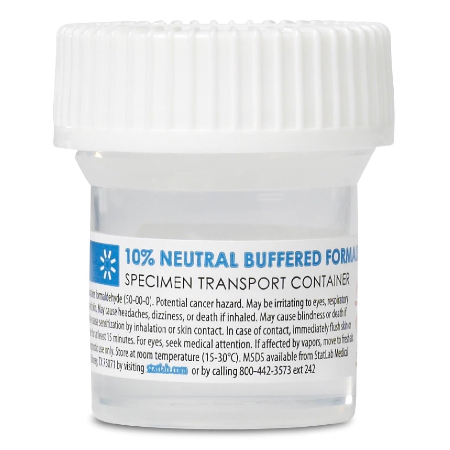 StatClick™ Prefilled Formalin Container 20 mL Fill in 40 mL (1.35 oz.) Screw Cap Warning Label NonSterile (1002257_CS)