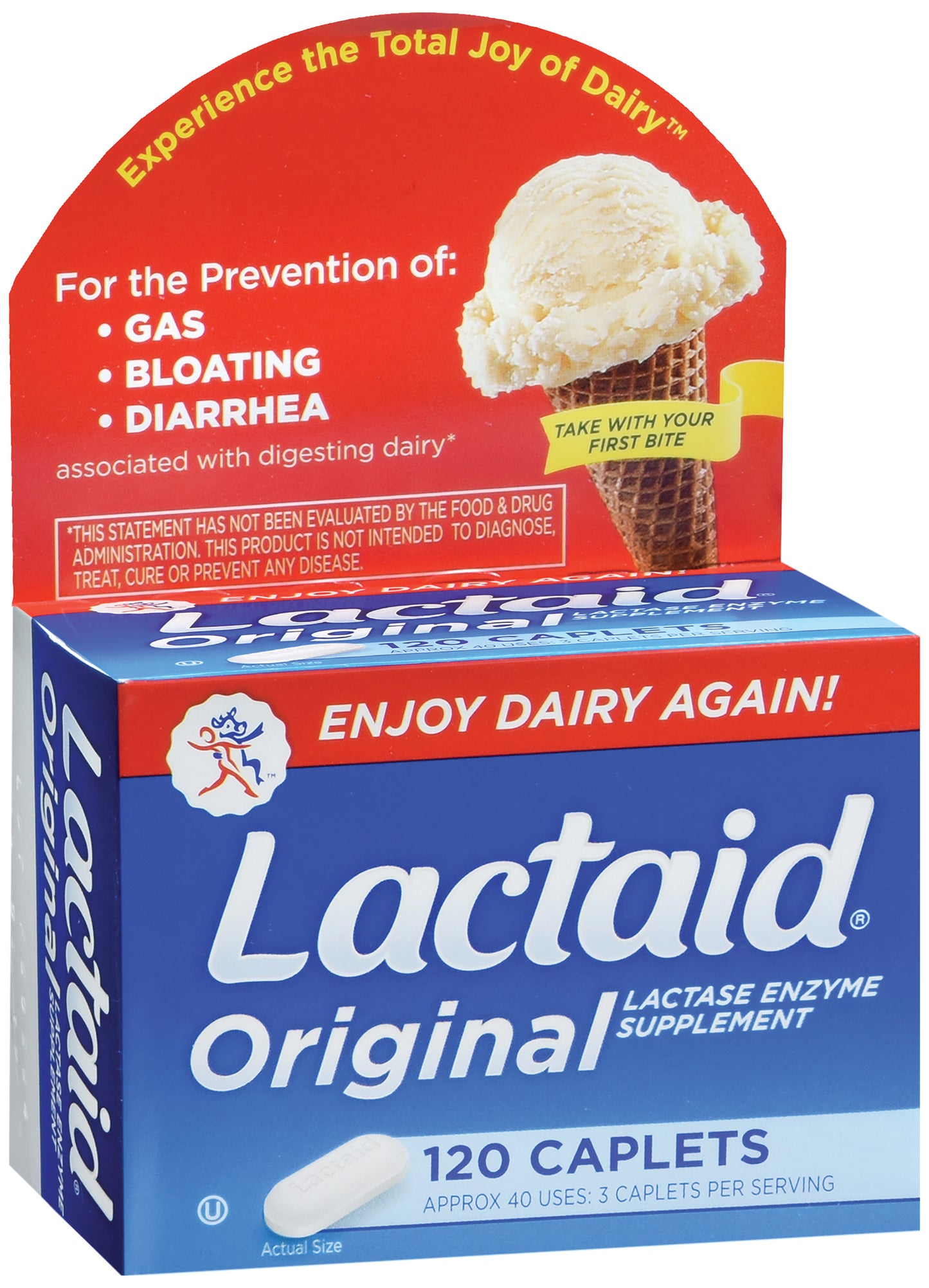 Lactaid® Original Dietary Supplement Lactase Enzyme 3,300 IU Strength Tablet 120 per Box Unflavored (696219_BT)